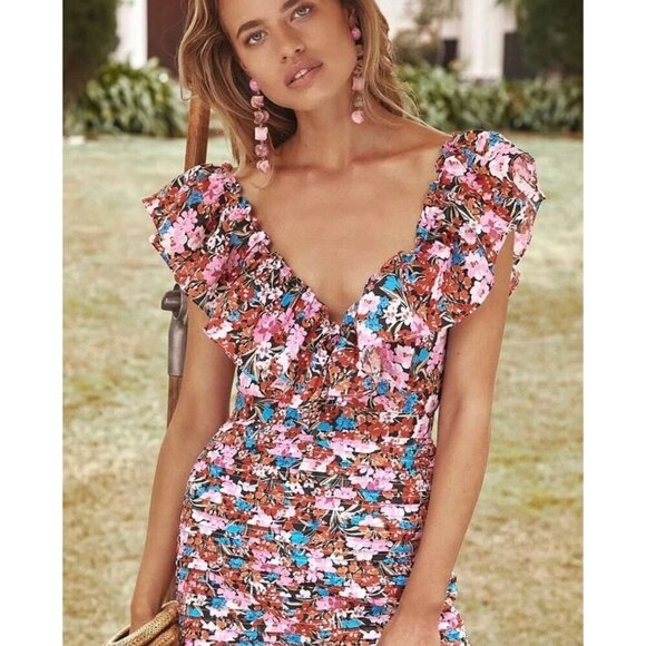 La Maison Talulah Cloud Nine Midi Dress in Multicolor XLarge Womens Floral - Picture 12 of 14